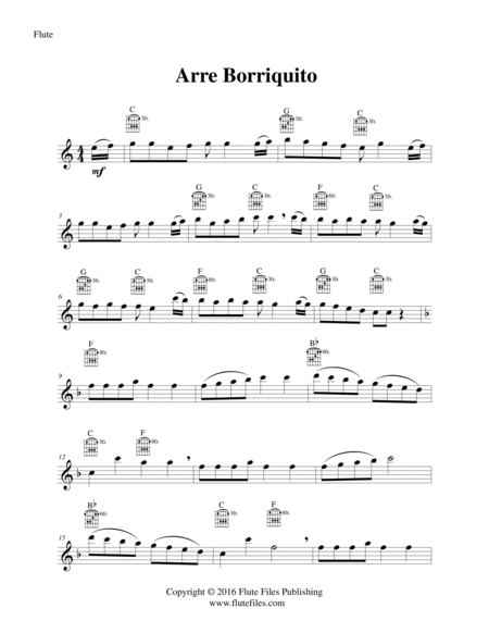 Arre Borriquito - Flute Solo with Guitar Chords image number null