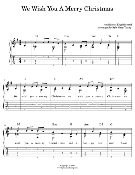 We Wish You A Merry Christmas (easy fingerstyle guitar tablature) image number null