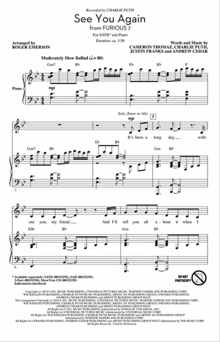 See You Again See You Again Show Choir scores gallery preview page 2