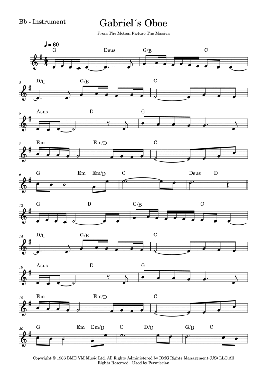 Gabriel's Oboe Trumpet Solo scores gallery preview page 1