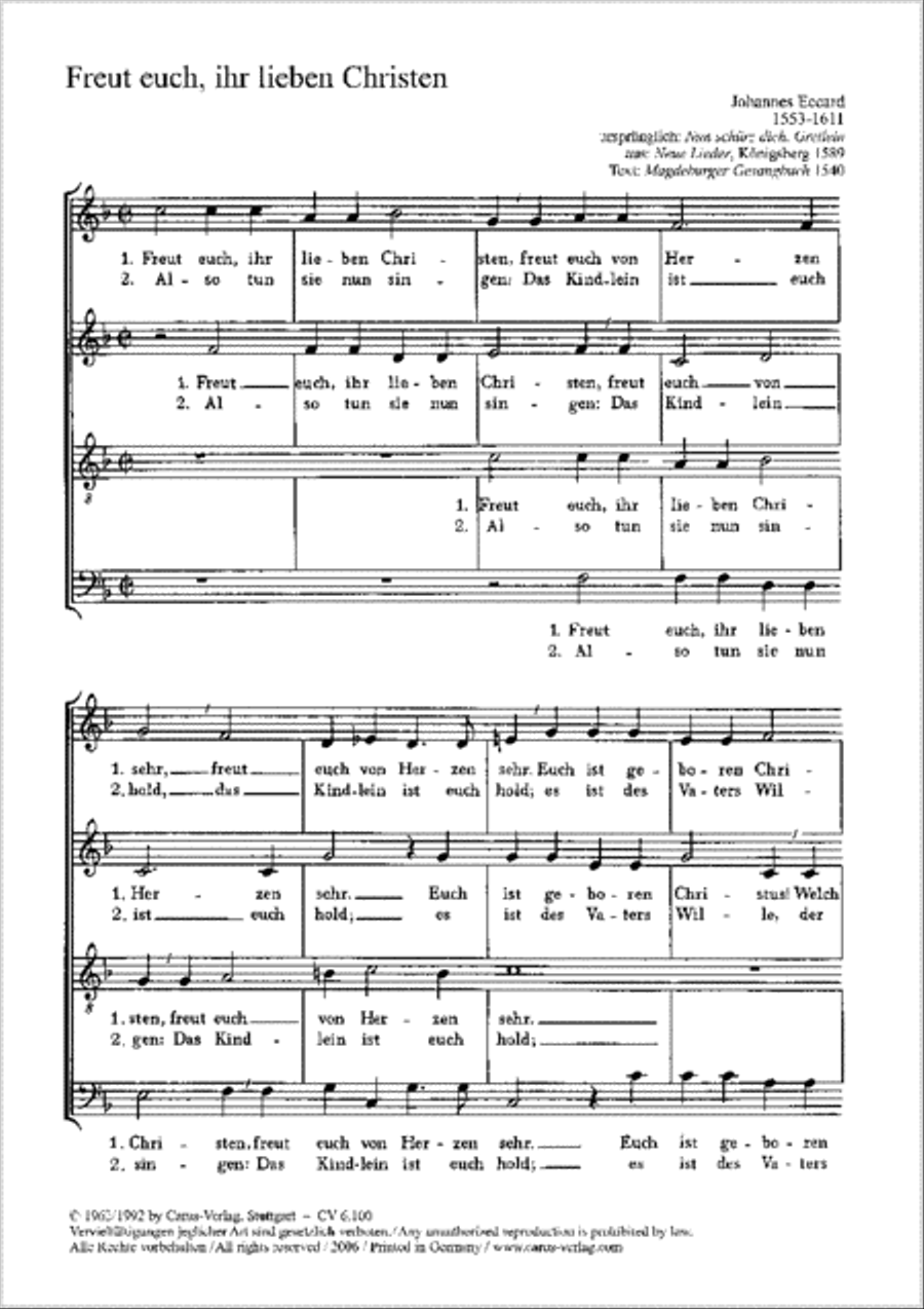 Freut euch, ihr lieben Christen 4-Part scores gallery preview page 1