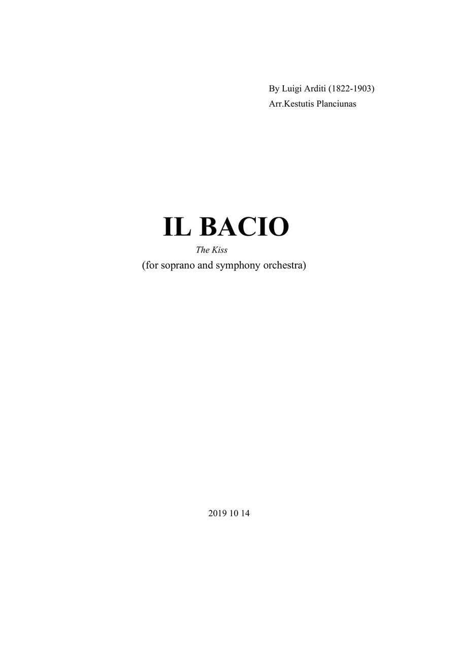 Il Bacio, The Kiss (For soprano and symphony orchestra) Full Orchestra scores gallery preview page 1