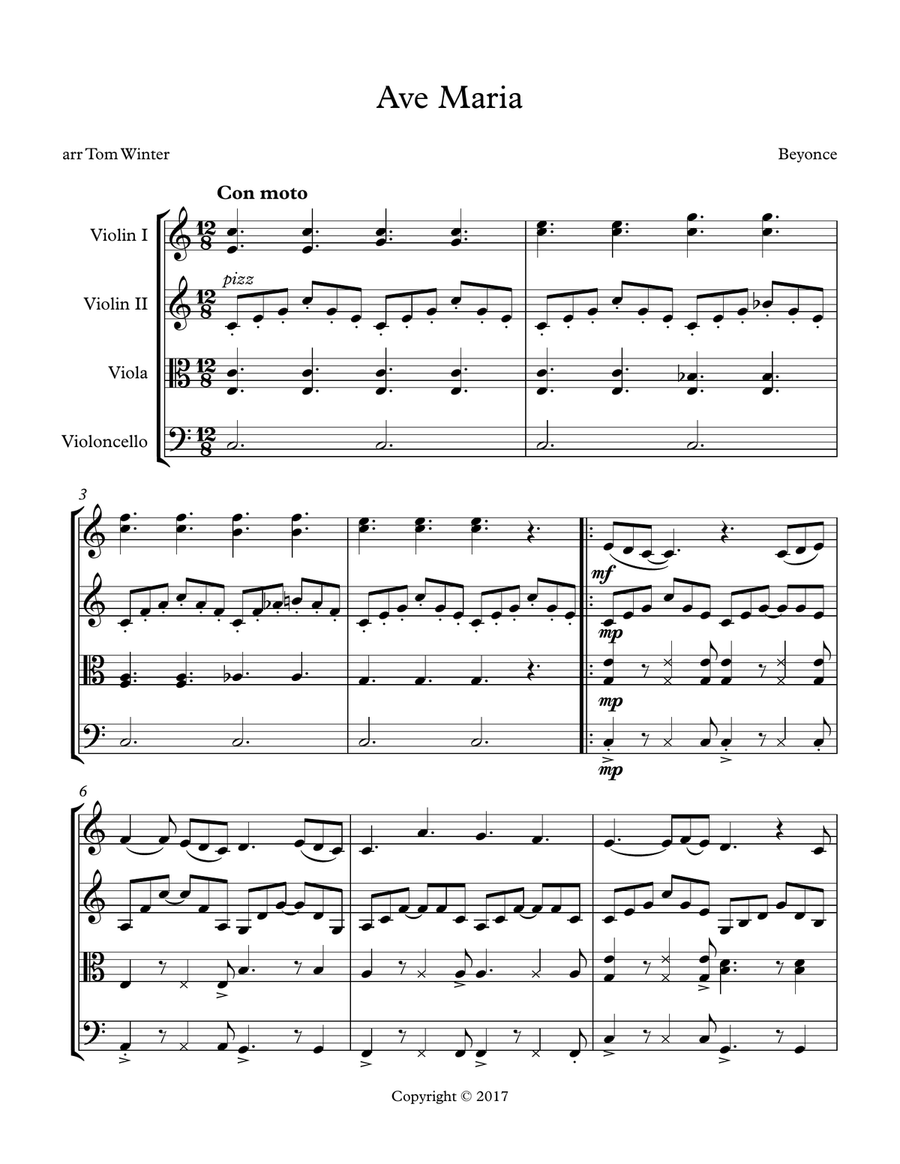 Ave Maria String Quartet scores gallery preview page 5
