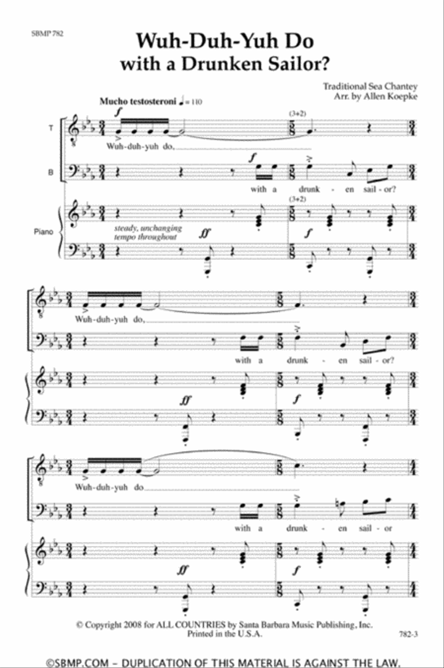 Wuh-Duh-Yuh Do with a Drunken Sailor? - TTB/TBB Octavo TTB scores gallery preview page 2