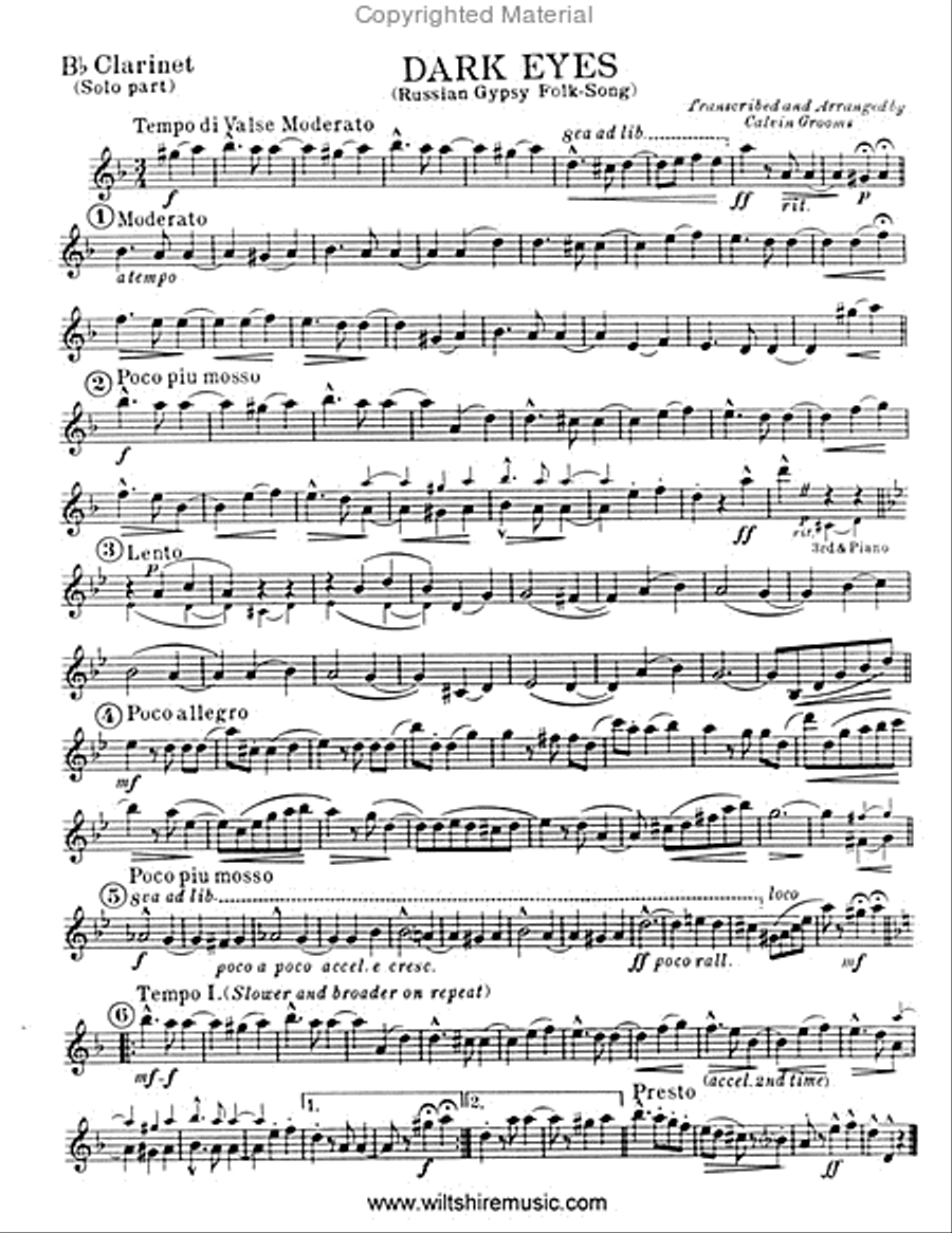 Dark Eyes - Russian Folk Song Clarinet Duet scores gallery preview page 2