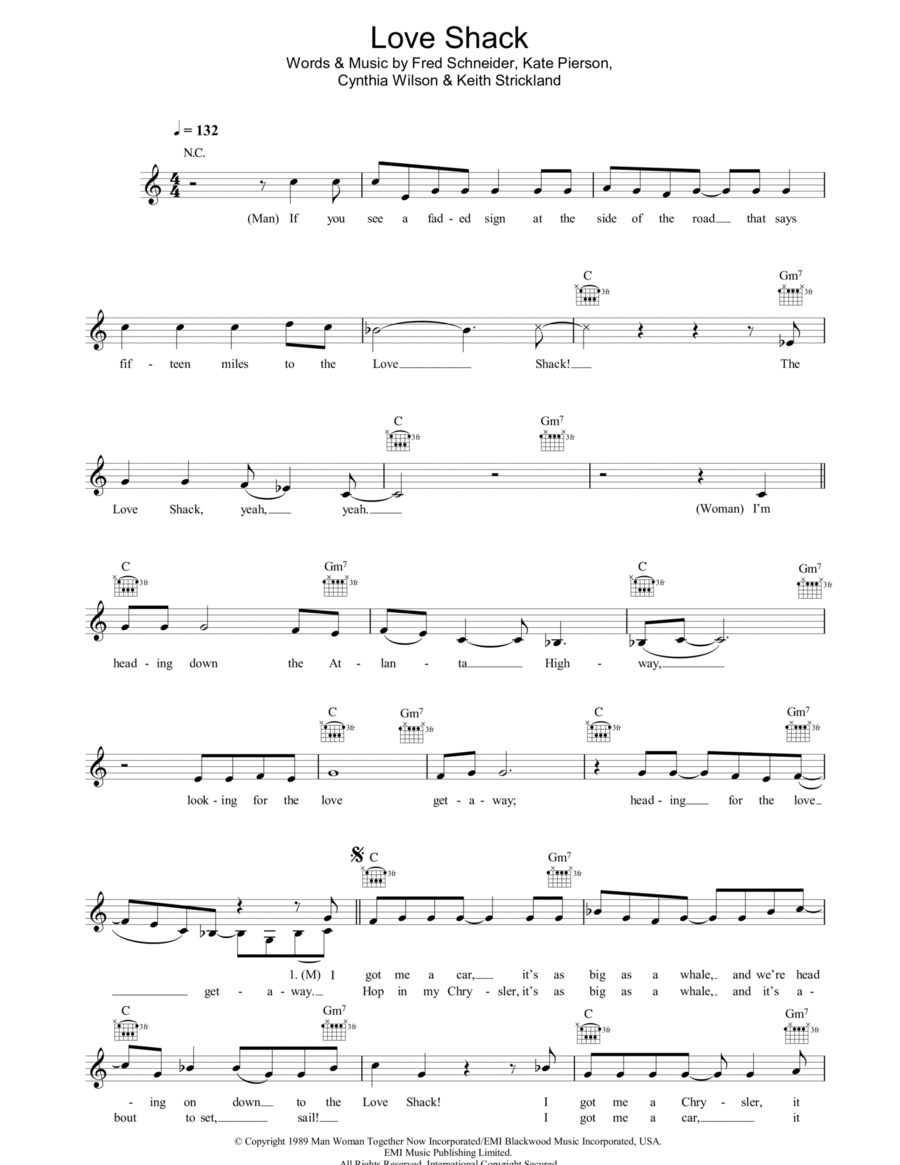 Love Shack Piano scores gallery preview page 1