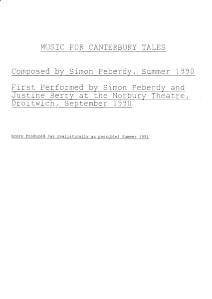 Canterbury Tales, music by Simon Peberdy to accompany the Chaucer made modern script by Phil Woods a by Simon Peberdy Recorder - Digital Sheet Music