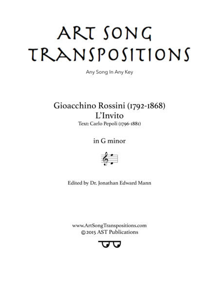 ROSSINI: L'invito (transposed to G minor)