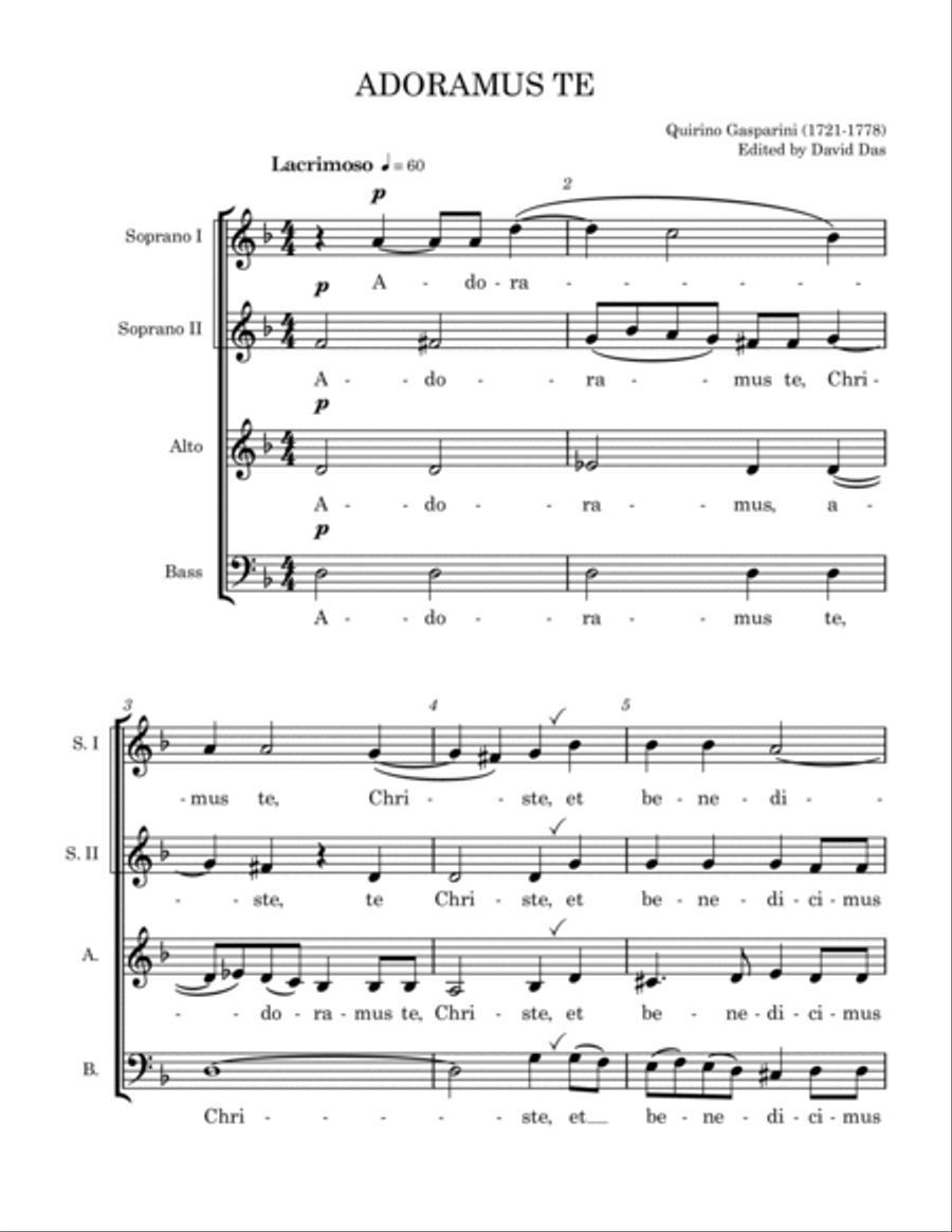 Adoramus Te (Quirino Gasparini) (SSAB) 3-Part scores gallery preview page 3