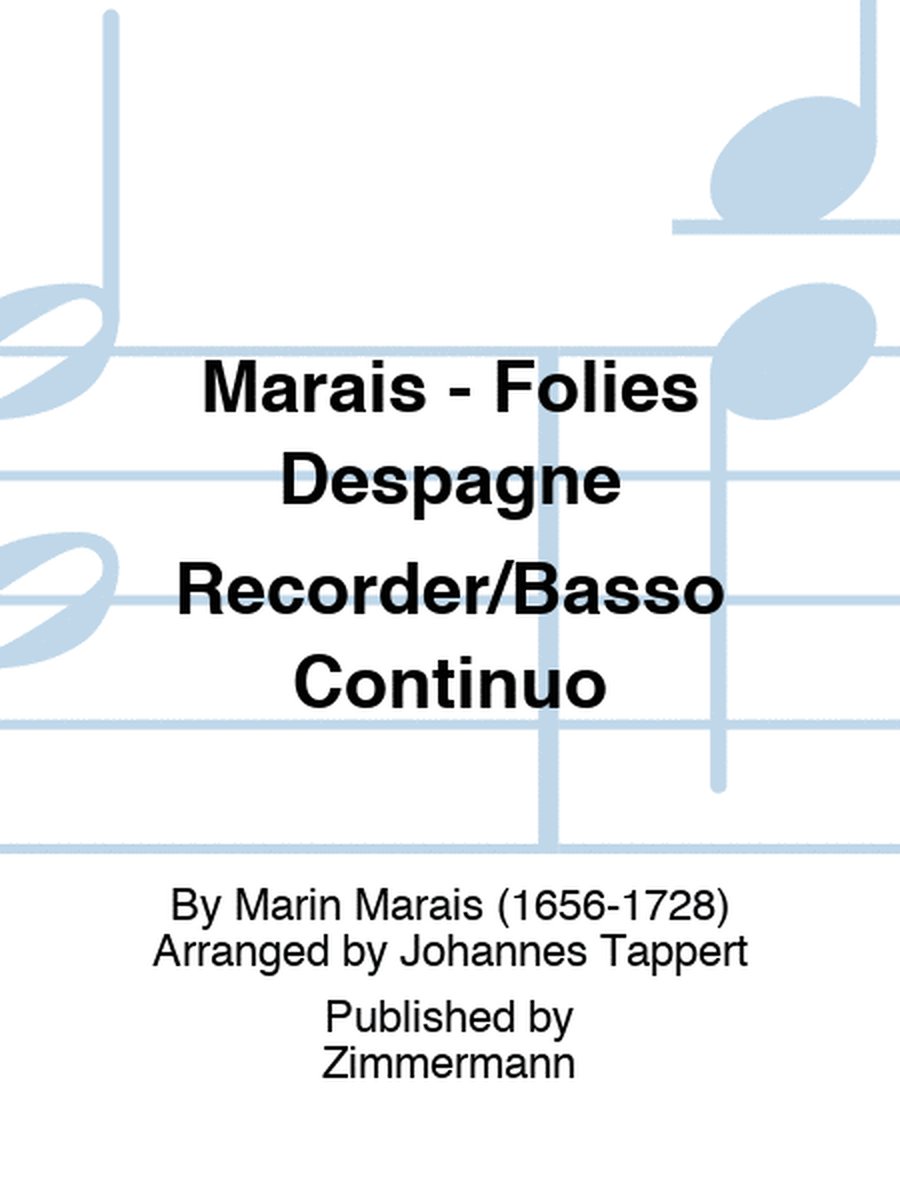 Marais - Folies Despagne Recorder/Basso Continuo