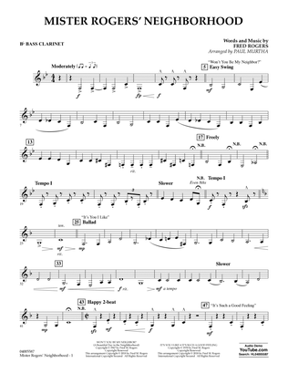 Mister Rogers' Neighborhood (Arr. Paul Murtha) - Bb Bass Clarinet