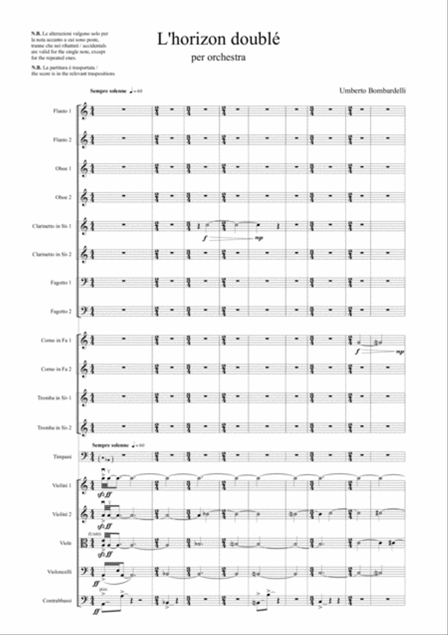 Umberto Bombardelli: L’HORIZON DOUBLÈ (ES-20-117) - Score Only