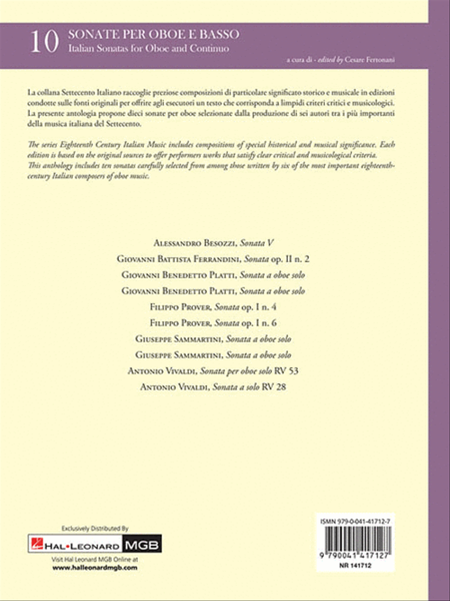 10 Italian Sonatas for Oboe and Continuo Oboe scores gallery preview page 5