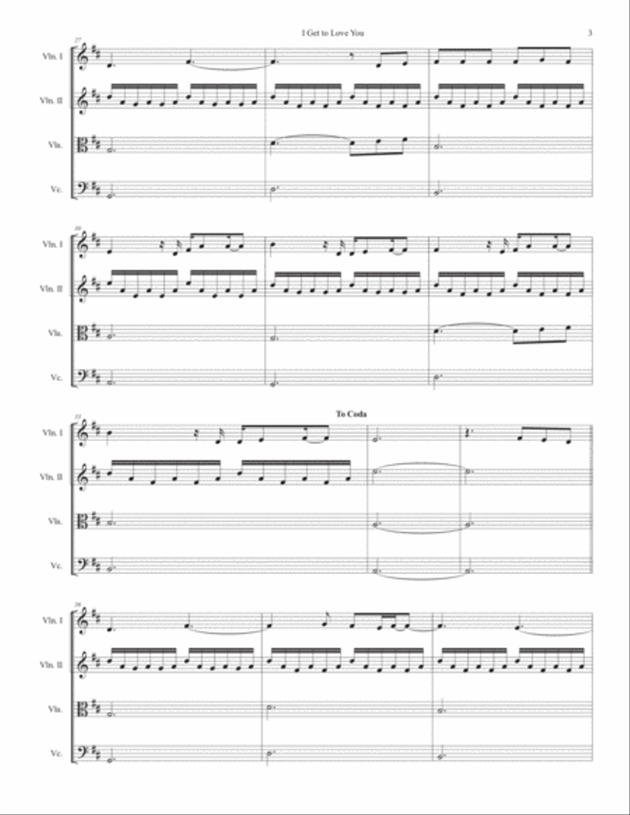 I Get To Love You String Quartet scores gallery preview page 3