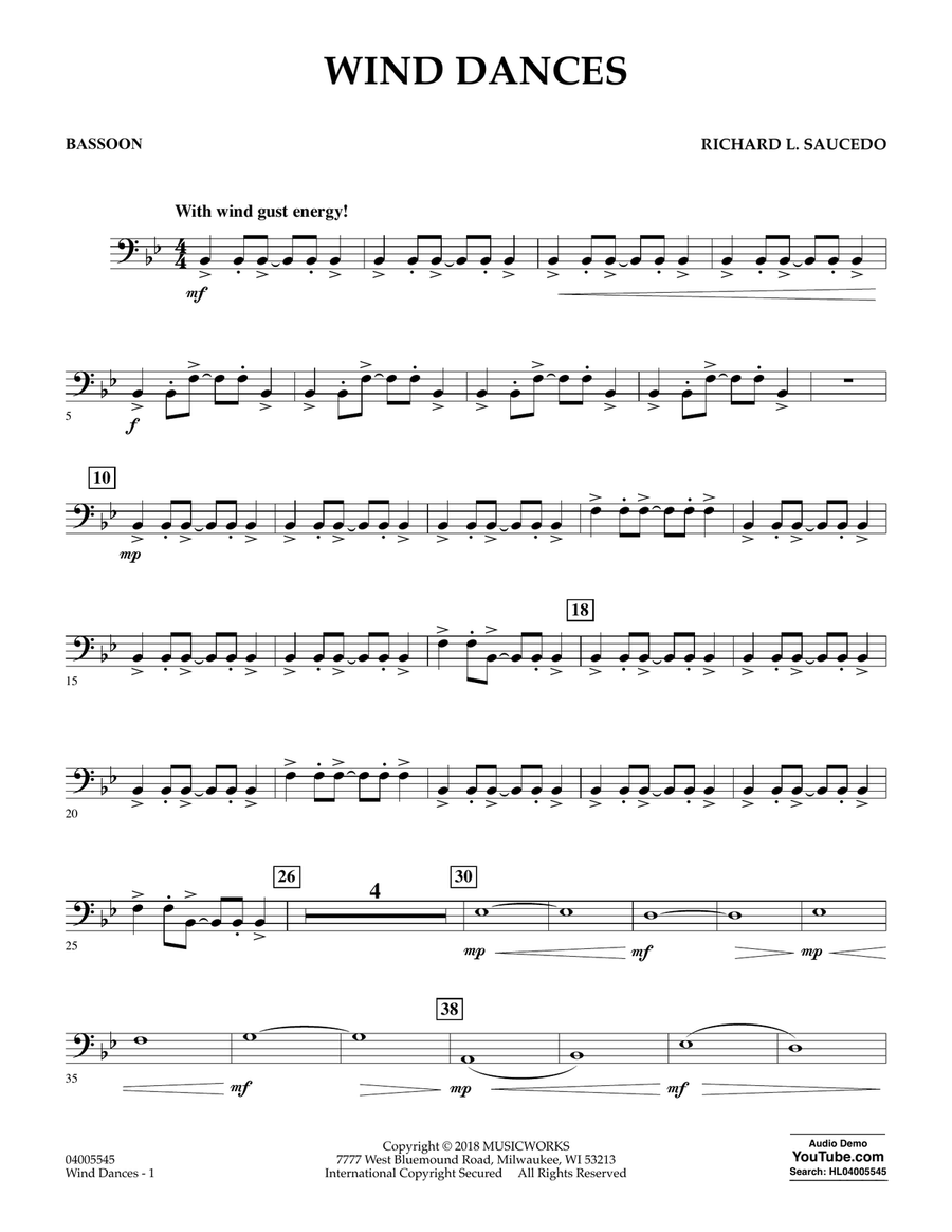 Wind Dances - Bassoon Concert Band scores gallery preview page 1