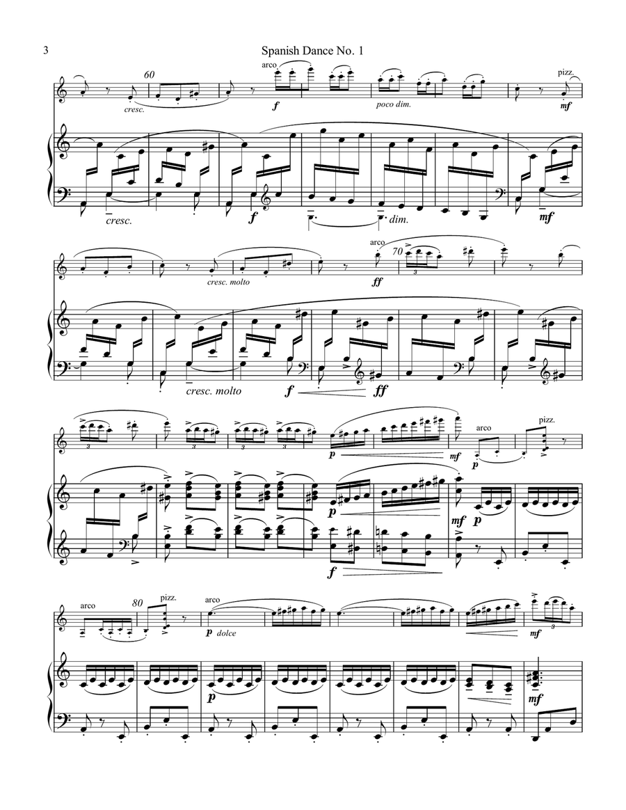 Spanish Dance No. 1, Danza from La vida breve for violin or flute and piano Flute scores gallery preview page 4