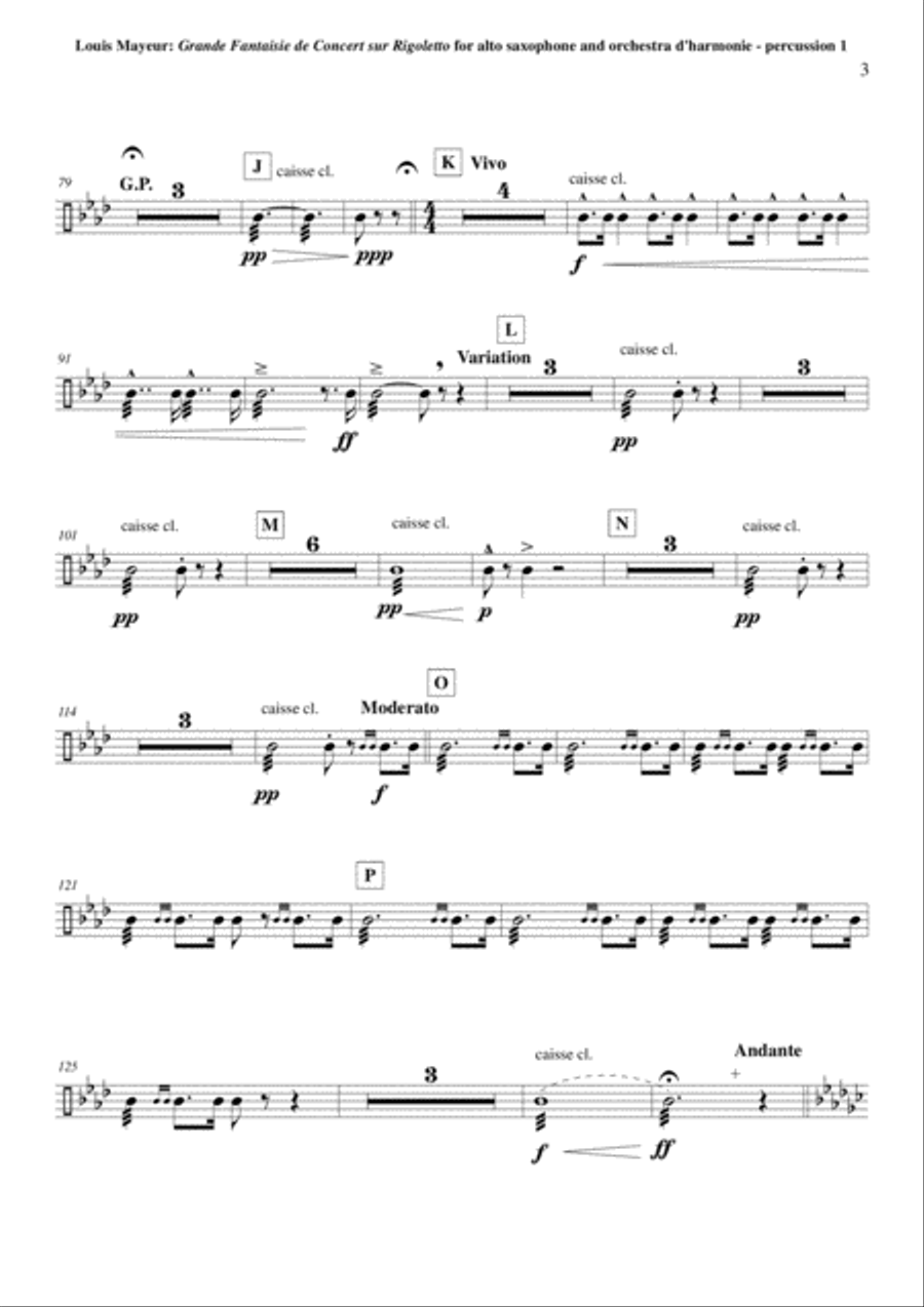 Louis Mayeur: Grande Fantaisie de Concert sur Rigoletto (de Verdi) for alto saxophone and concert b Concert Band scores gallery preview page 3