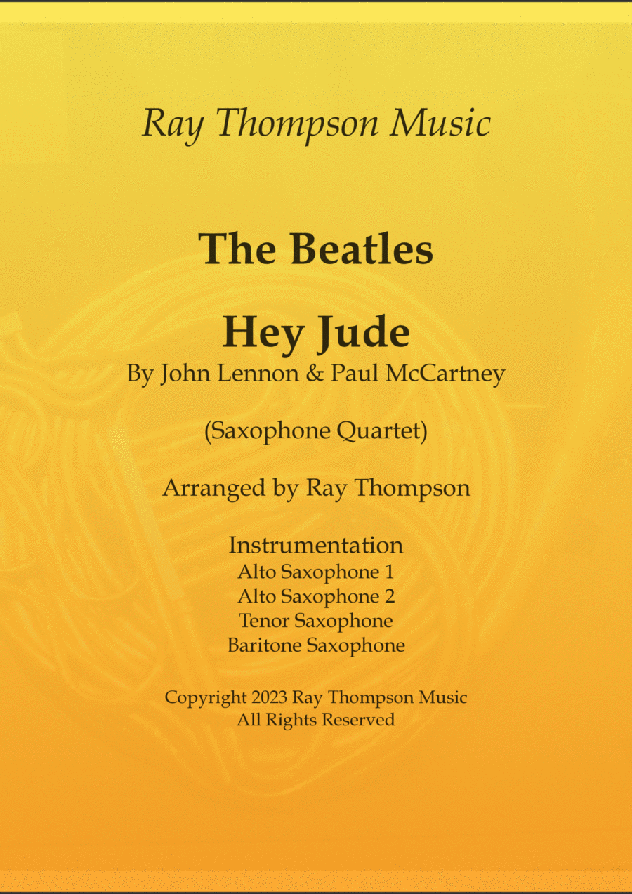 Hey Jude Saxophone Quartet scores gallery preview page 1