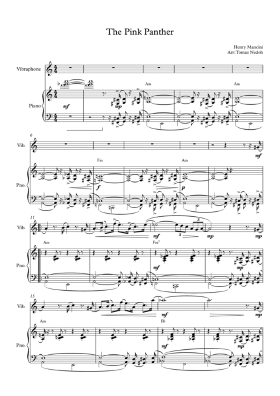 The Pink Panther Piano scores gallery preview page 1