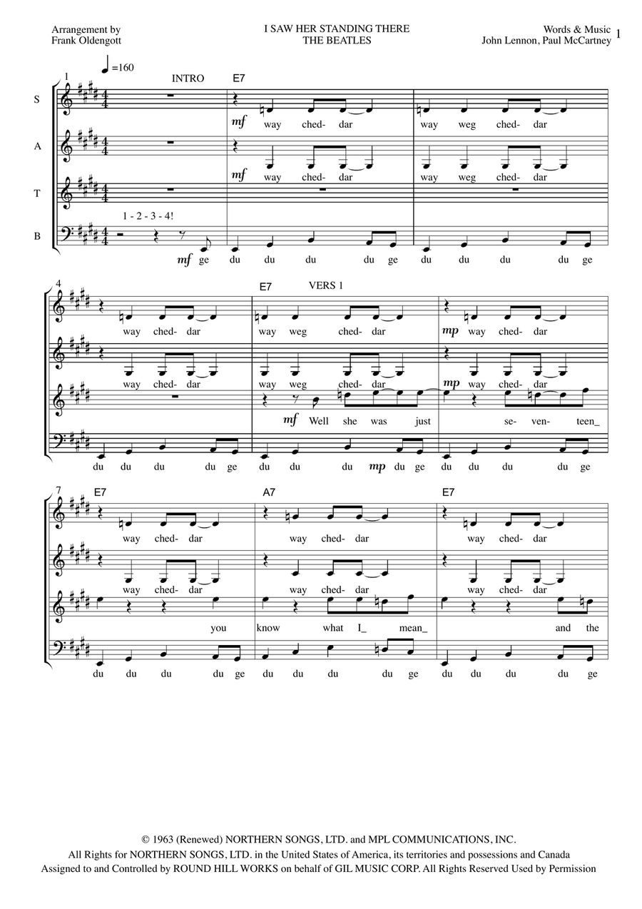I Saw Her Standing There 4-Part scores gallery preview page 1