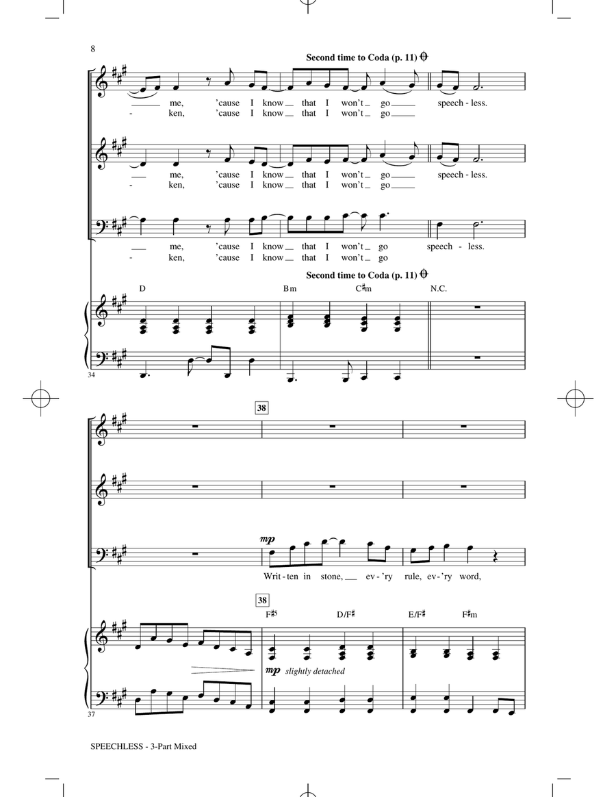 Speechless (from Disney's Aladdin) (arr. Audrey Snyder) 3-Part scores gallery preview page 6