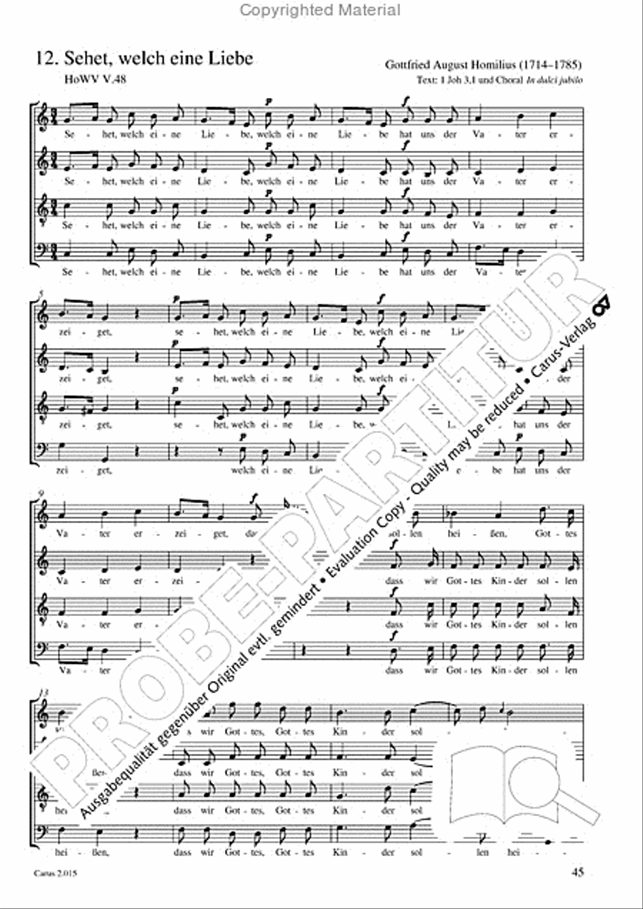 Carl Philipp Emanuel Bach & Gottfried August Homilius. Motets and Choruses Choir scores gallery preview page 47