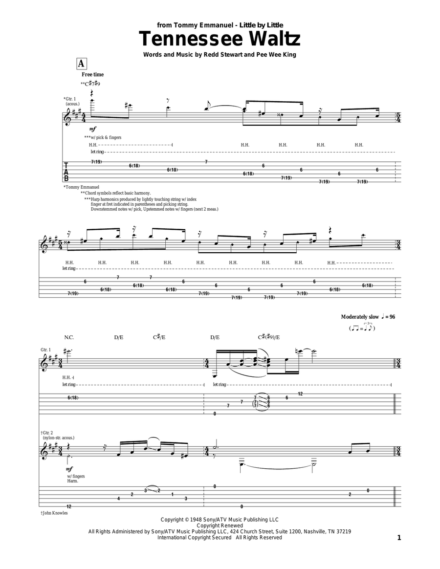 Tennessee Waltz Acoustic Guitar scores gallery preview page 1