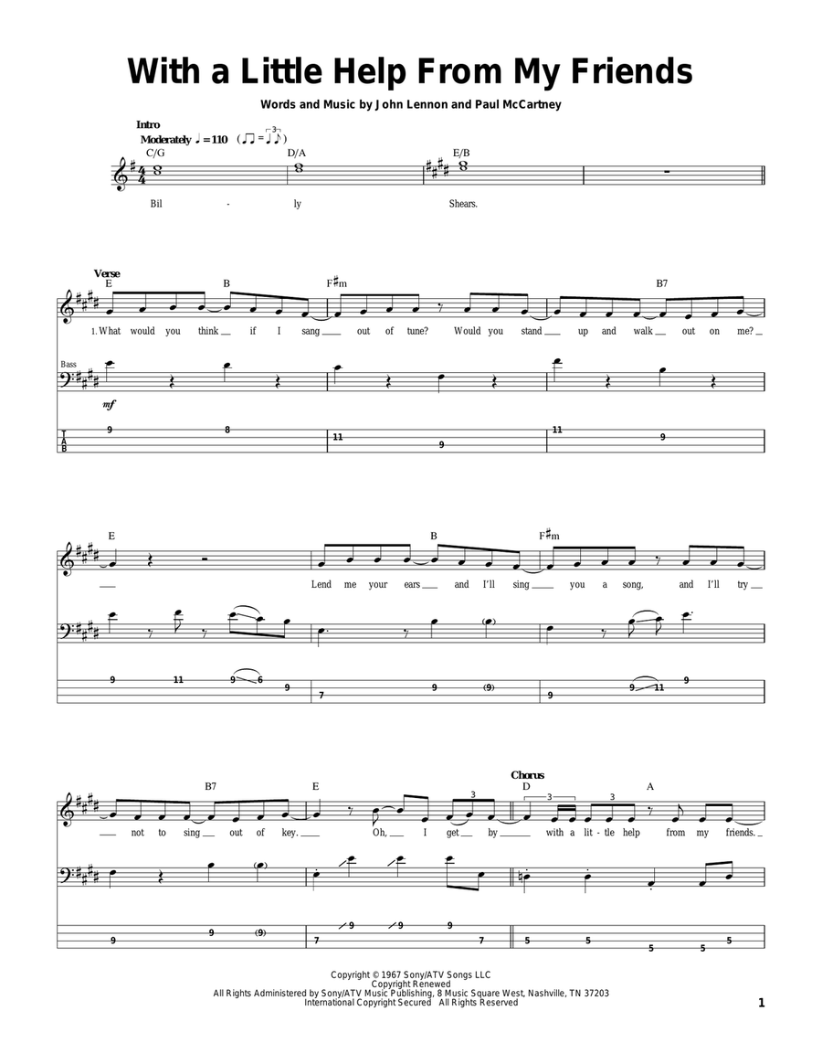 With A Little Help From My Friends Acoustic Guitar scores gallery preview page 1