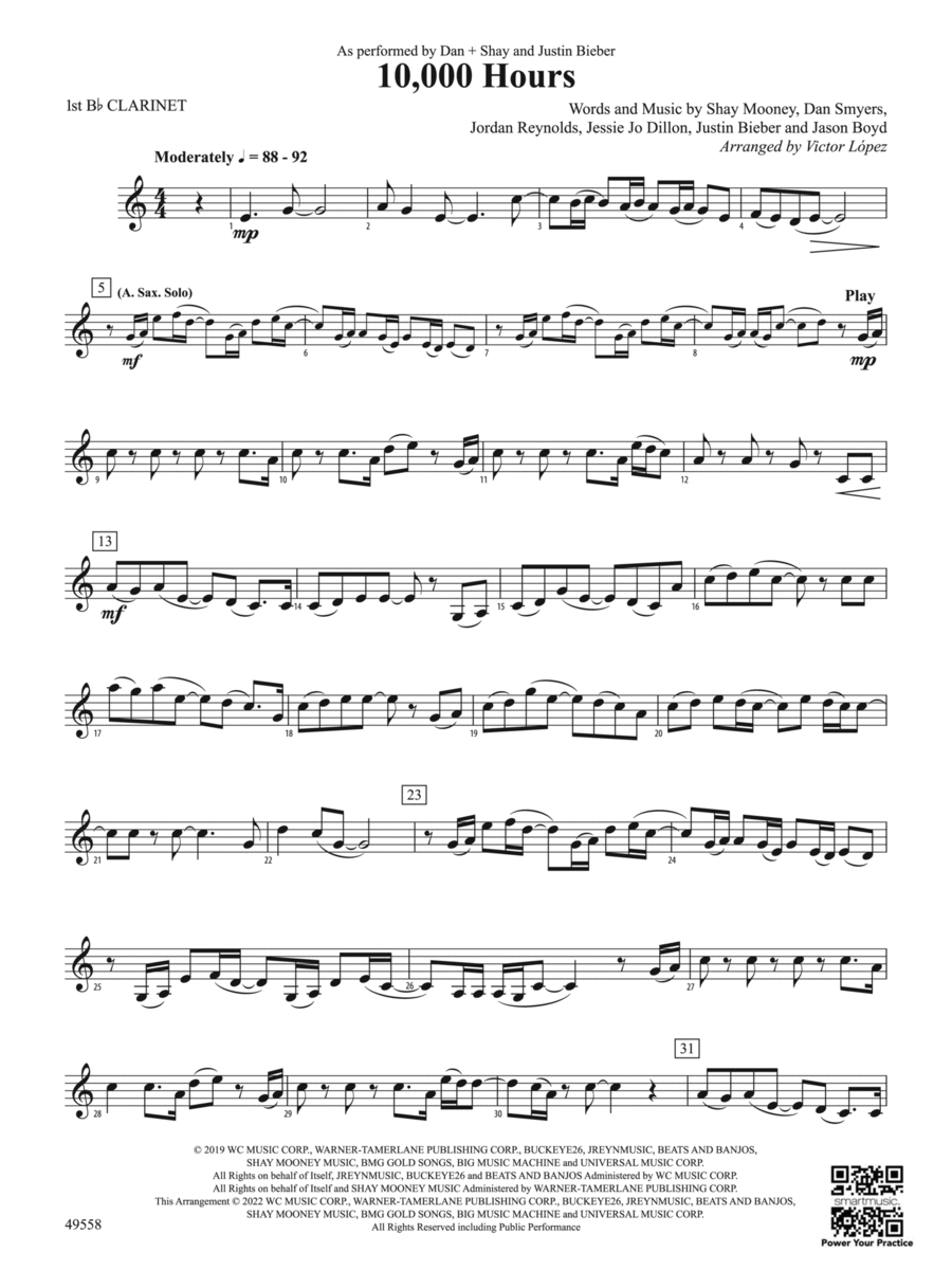 10,000 Hours: 1st B-flat Clarinet Concert Band scores gallery preview page 1