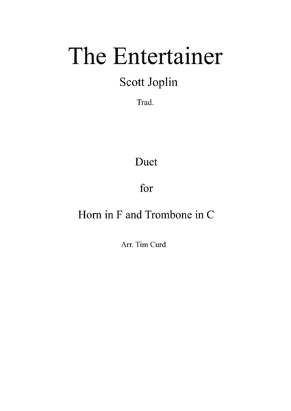 The Entertainer. Duet for Horn in F and Trombone in C image number null