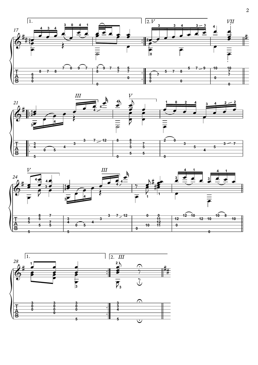 Pepita y Rosita by Tarrega guitar solo Acoustic Guitar scores gallery preview page 2