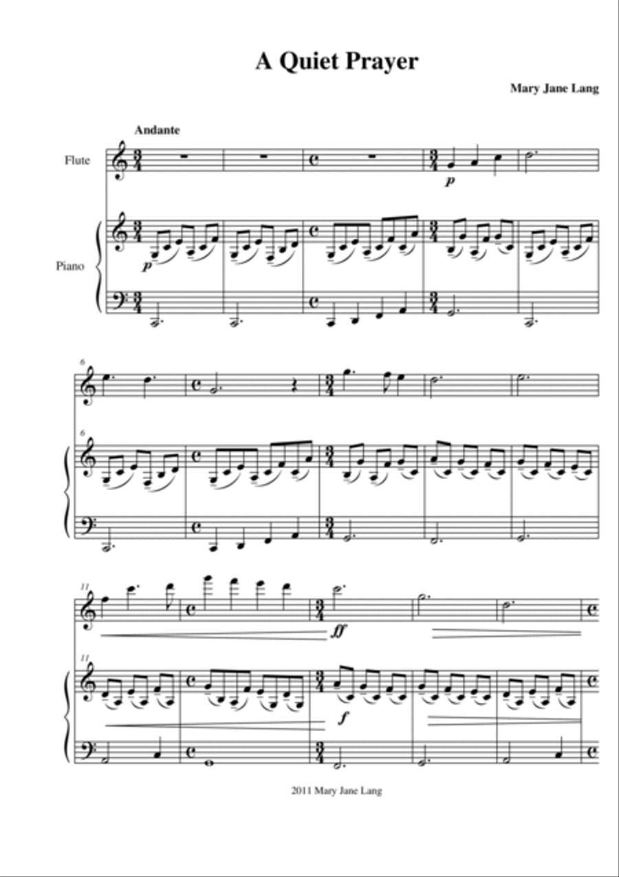 A Quiet Prayer for Flute and Piano Flute Solo scores gallery preview page 4