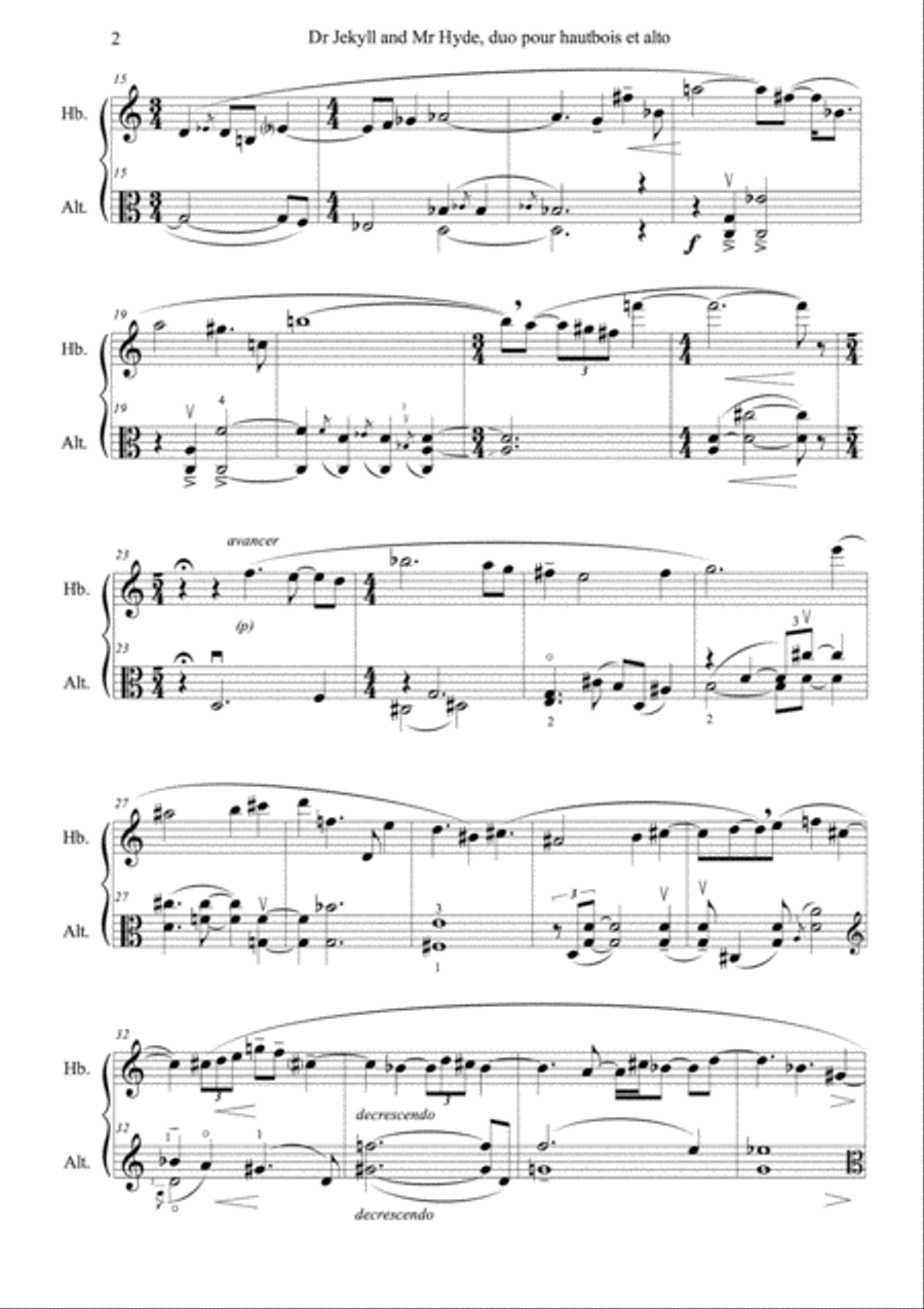 Dr Jekyll and Mr Hyde --- for Oboe and viola --- JCM 2014 Oboe scores gallery preview page 3
