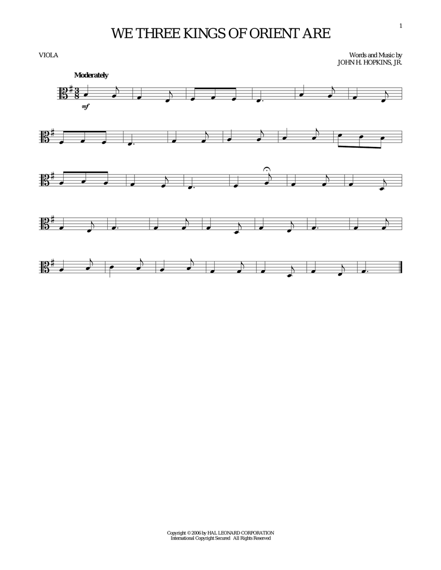 We Three Kings Of Orient Are Viola Solo scores gallery preview page 1