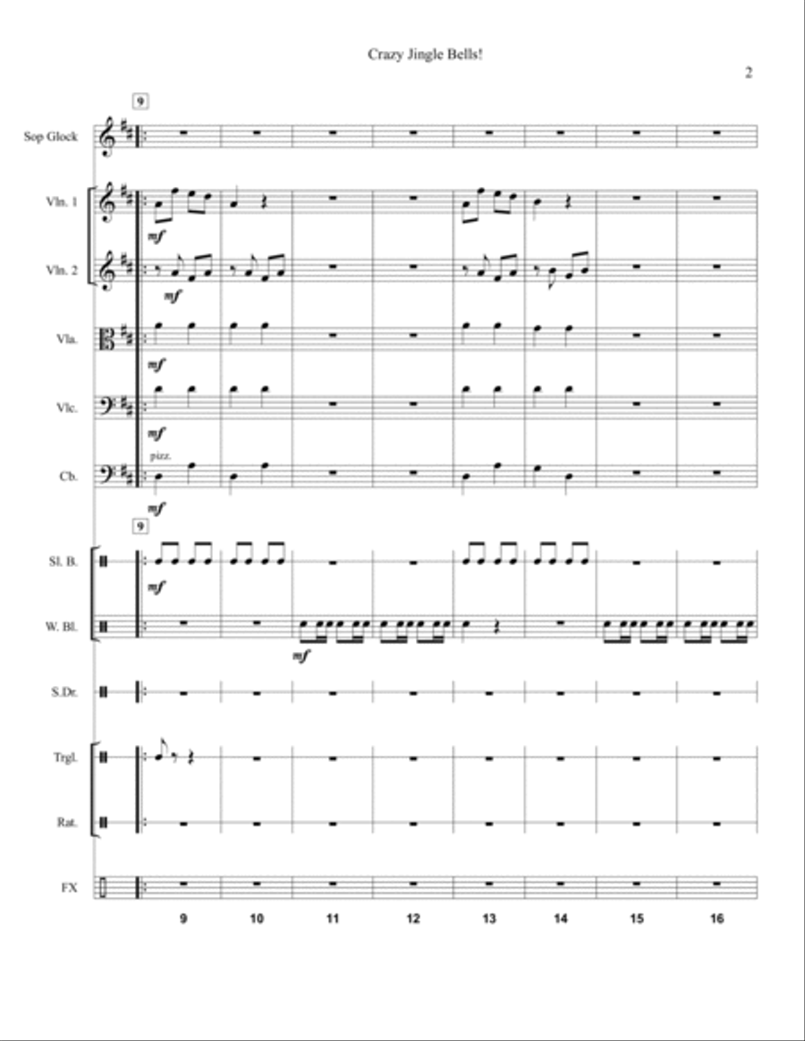Crazy Jingle Bells for String Orchestra and Percussion String Orchestra scores gallery preview page 3