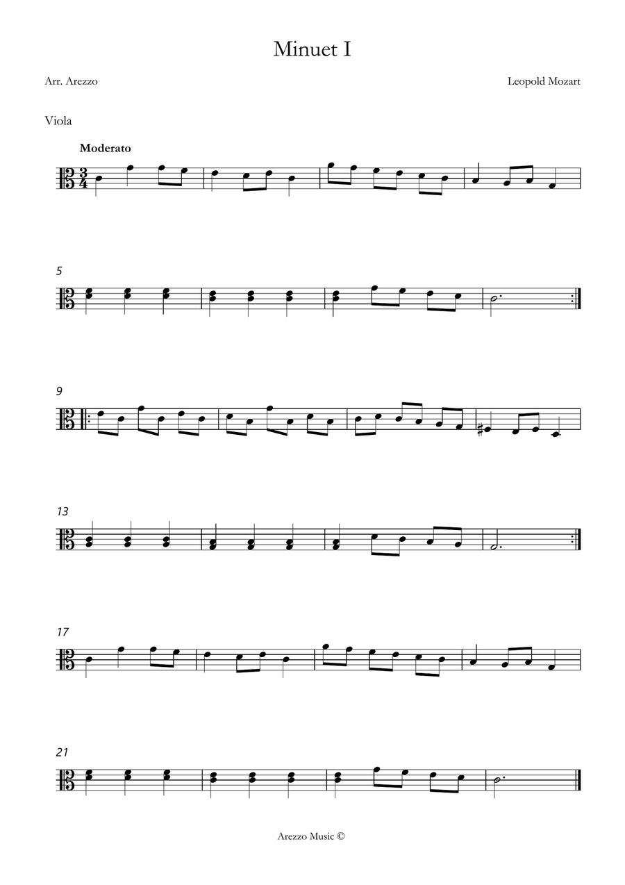 leopold mozart notebook for wolfgang minuet I Viola and Cello sheet music String Duet scores gallery preview page 2