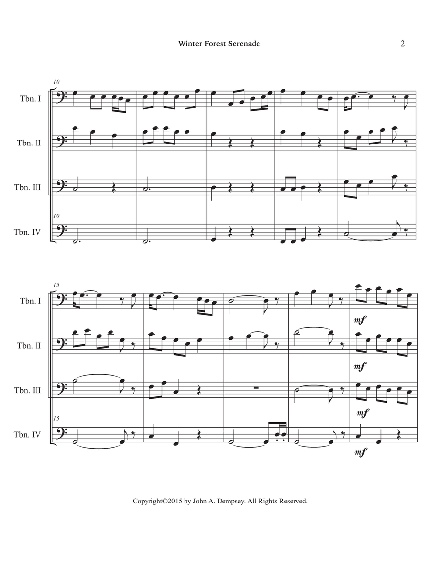 Winter Forest Serenade (Trombone Quartet) Brass Quartet scores gallery preview page 6