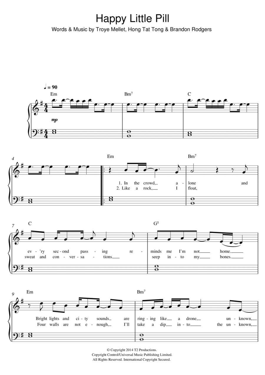 Happy Little Pill Happy Little Pill Easy Piano scores gallery preview page 1