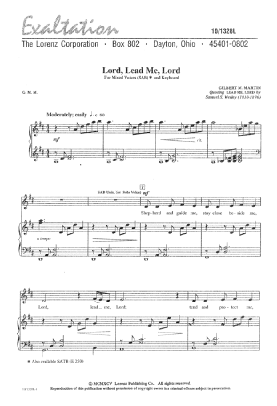 Lord, Lead Me, Lord - SAB 3-Part scores gallery preview page 1