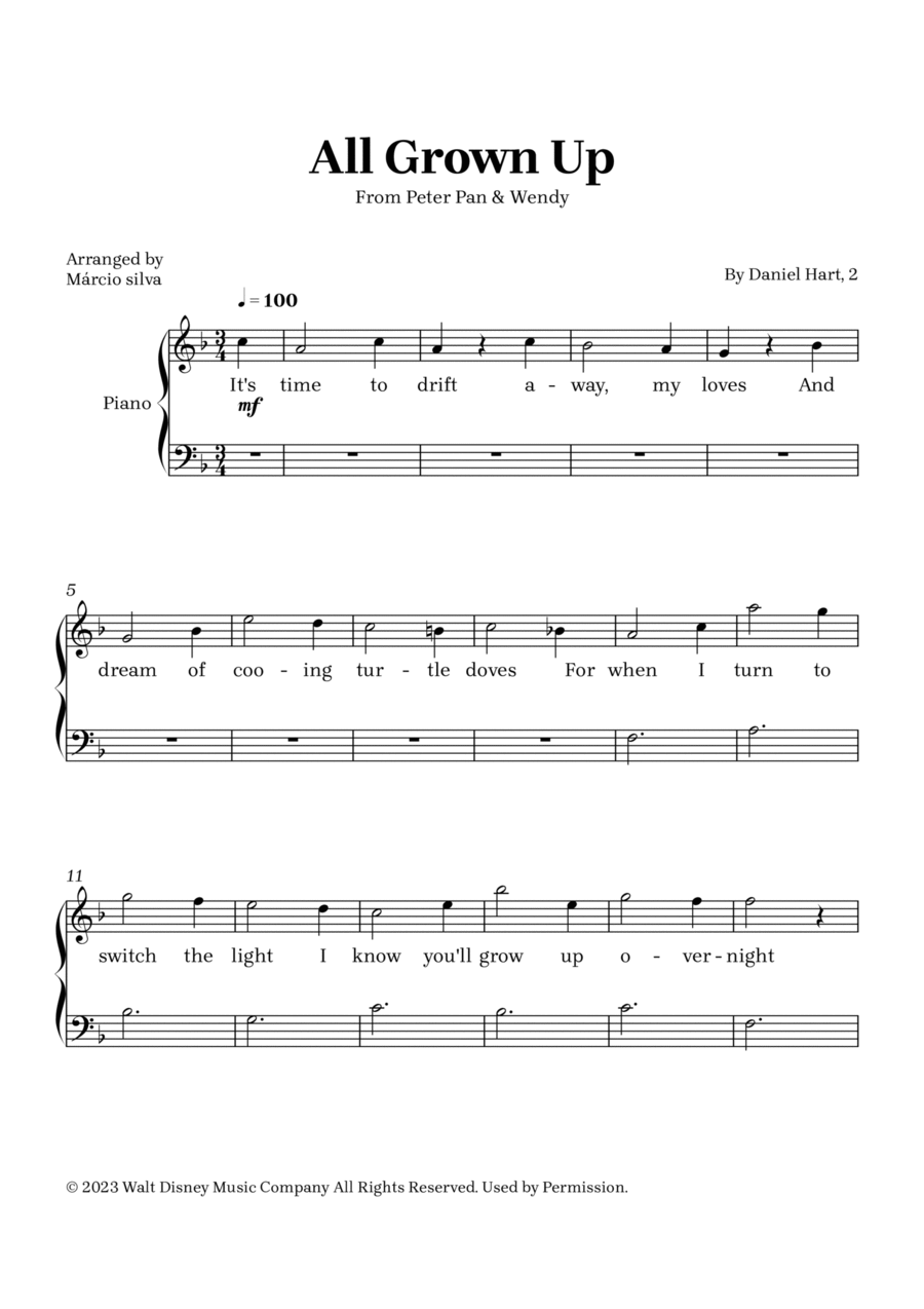 All Grown Up Easy Piano scores gallery preview page 1