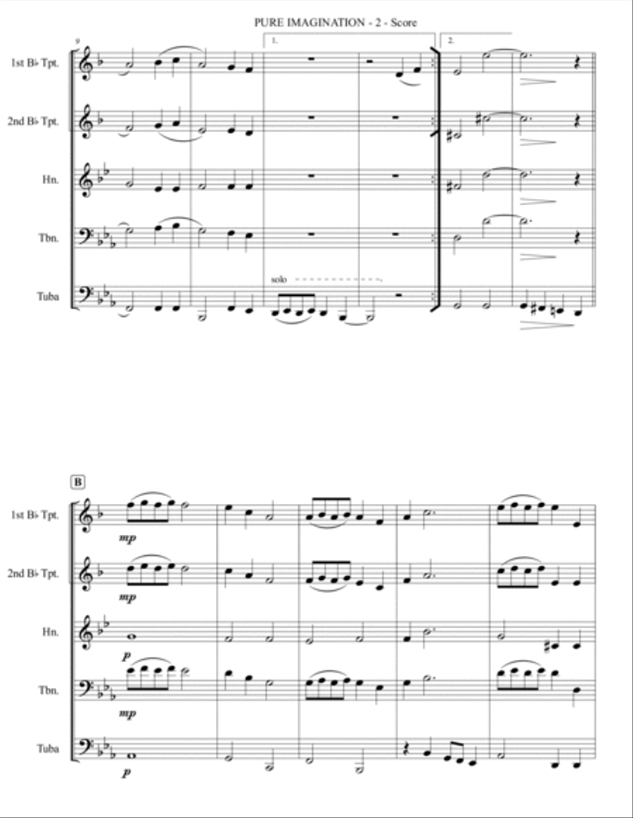 Pure Imagination Brass Ensemble scores gallery preview page 3