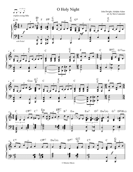 O Holy Night - gospel jazz arr. for solo piano image number null
