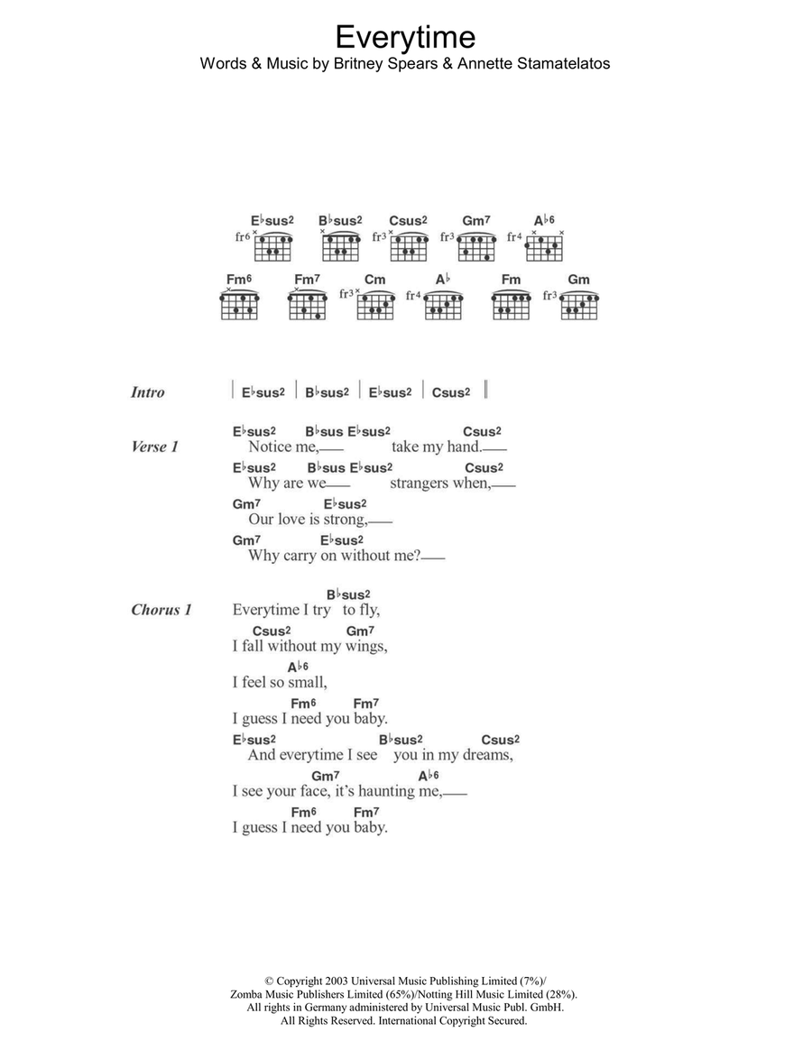 Everytime Acoustic Guitar scores gallery preview page 1