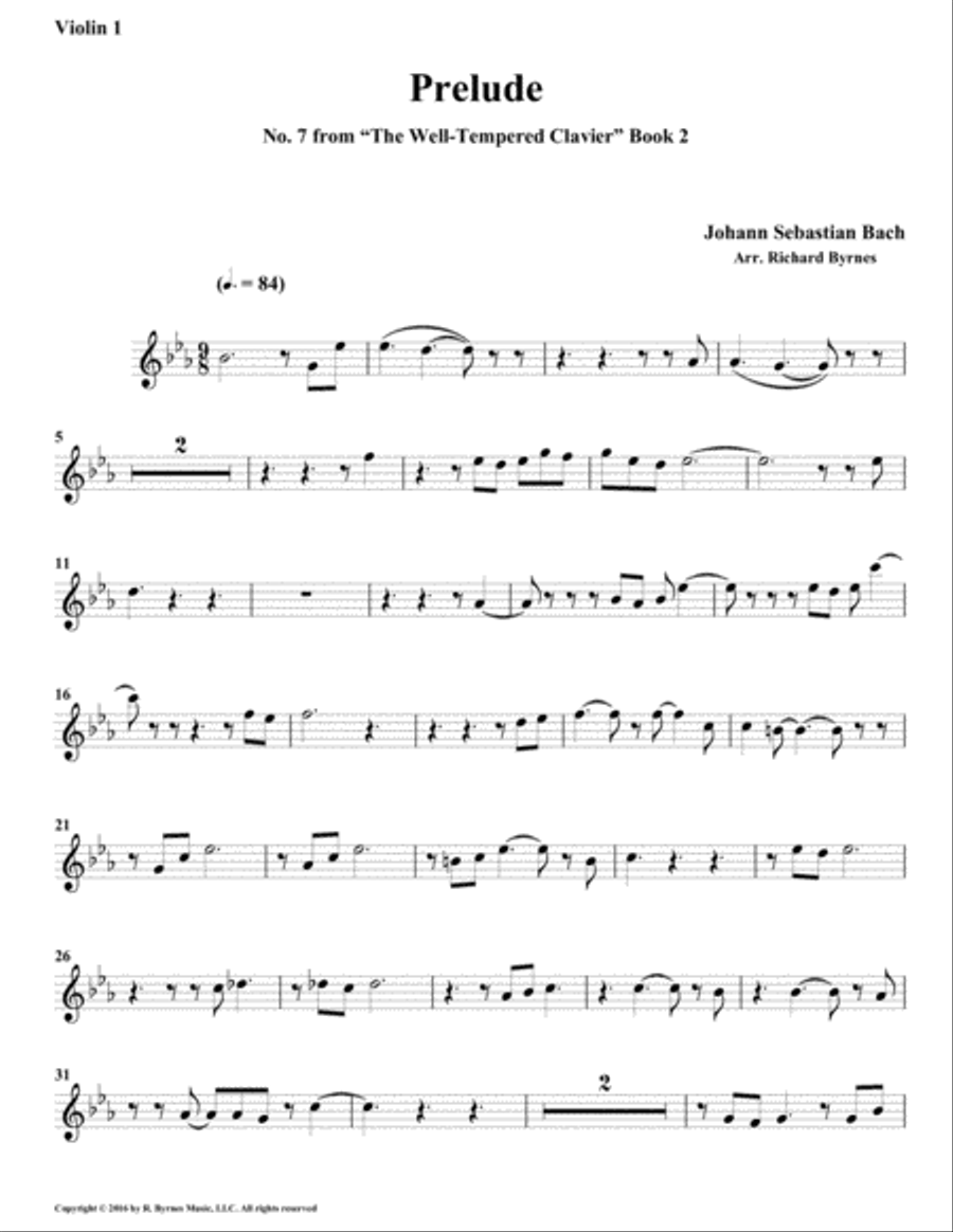 Prelude 07 from Well-Tempered Clavier, Book 2 (String Quintet) String Quintet scores gallery preview page 6