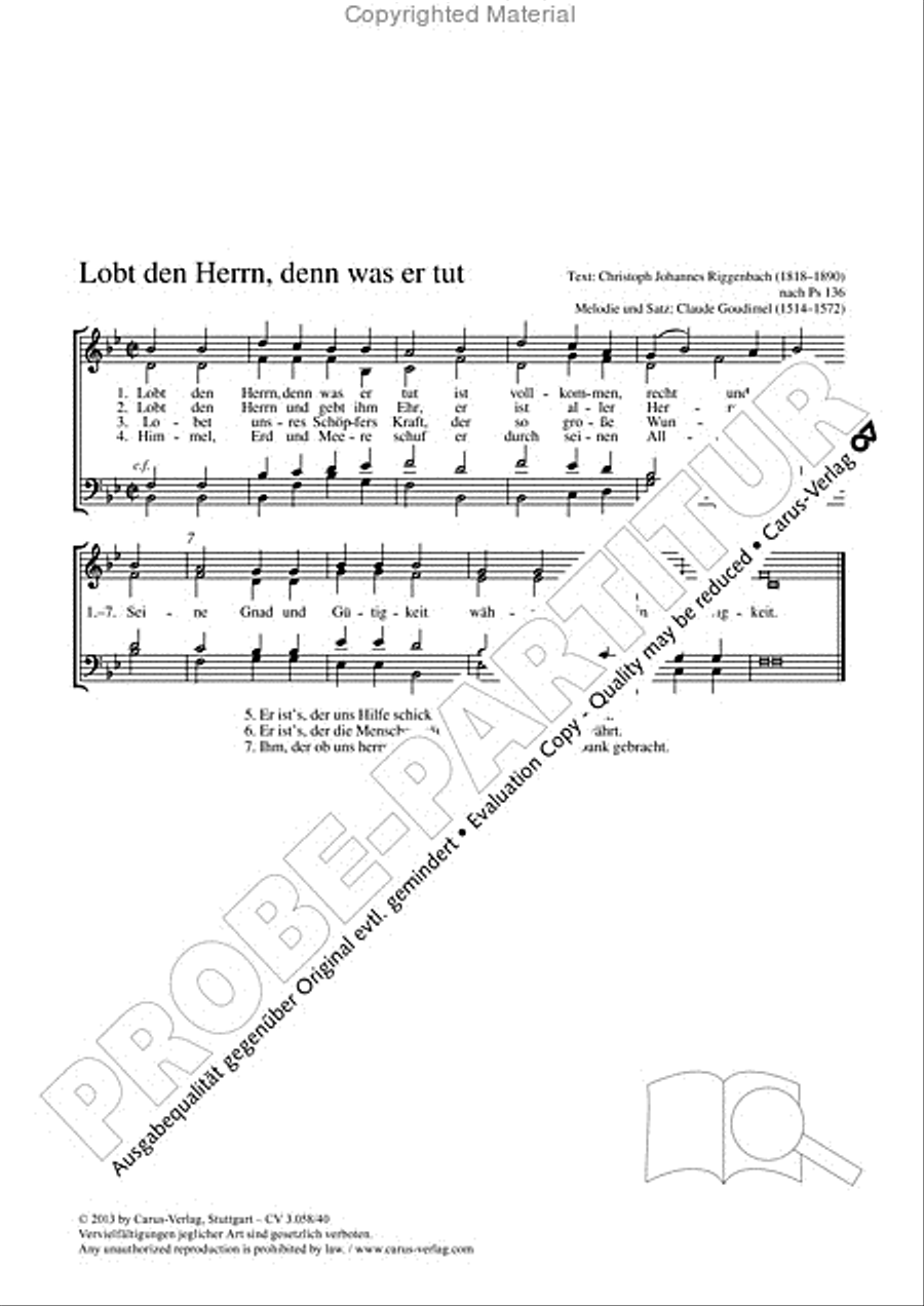 Lobt den Herrn, denn was er tut 4-Part scores gallery preview page 2