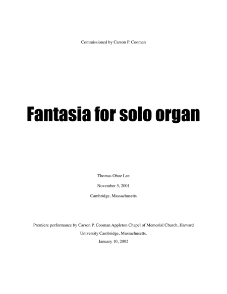 Fantasia for Solo Organ (2001)