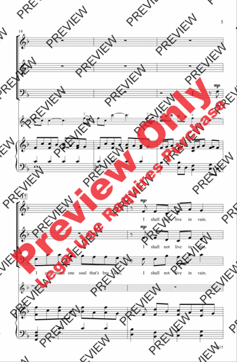 I Shall Not Live in Vain 3-Part scores gallery preview page 5