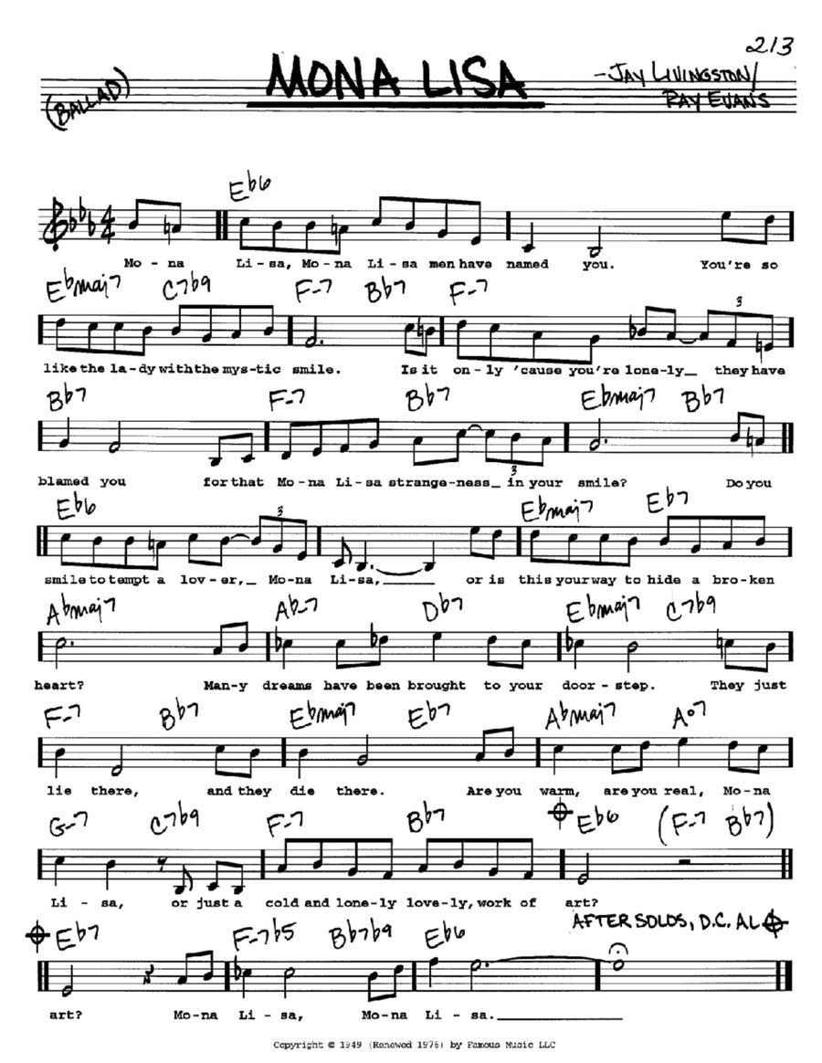 Mona Lisa Voice scores gallery preview page 1