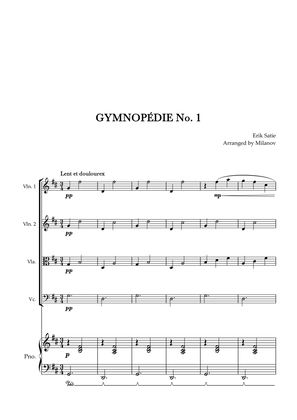 Gymnopédie no 1 | String Quartet | Original Key| Piano accompaniment |Easy intermediate