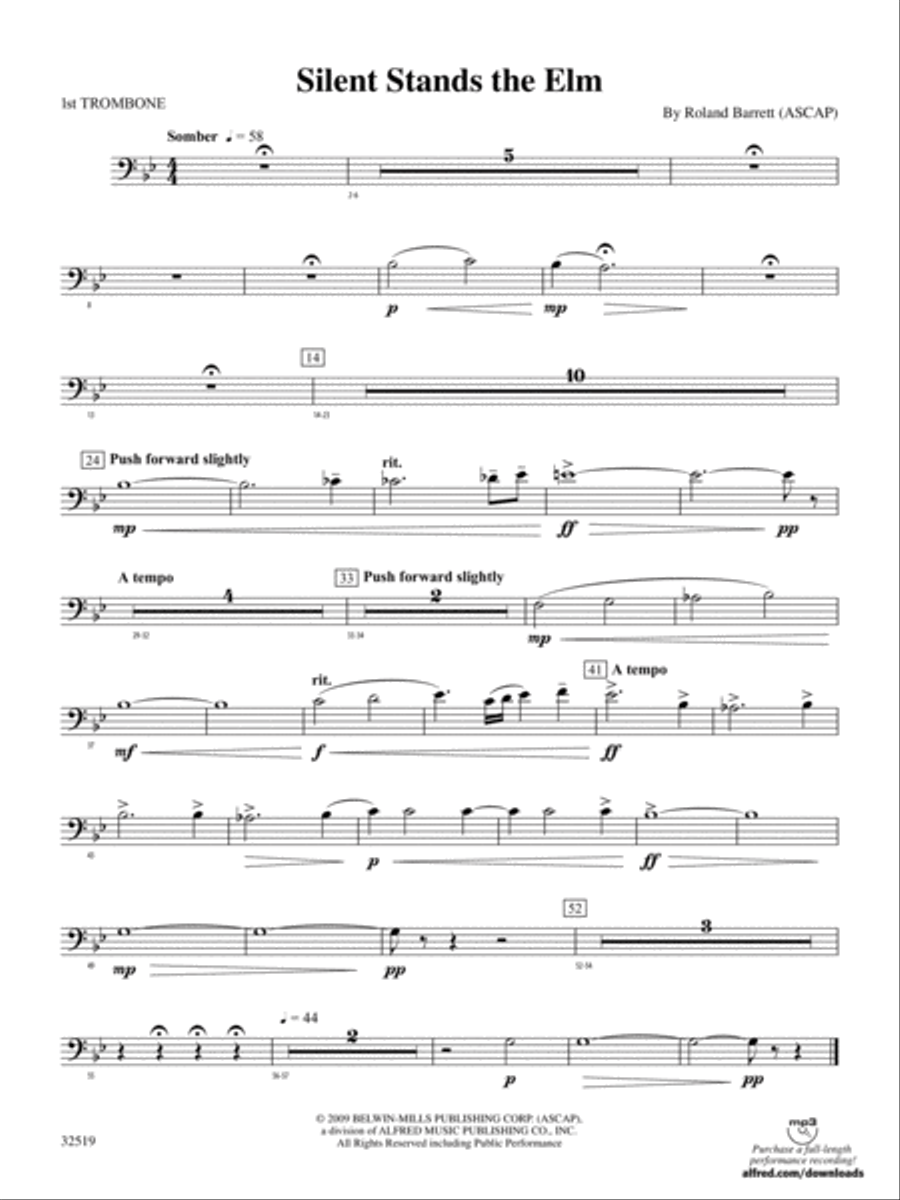 Silent Stands the Elm: 1st Trombone Concert Band scores gallery preview page 1